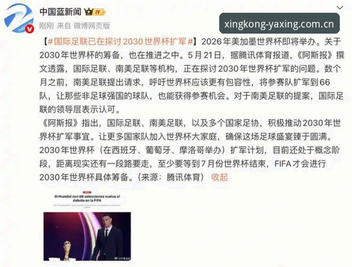 亚星官方网站最新入口 2030世界杯扩军66队最新消息,中国男足迎来破局契机,亚星平台用户热议赛事格局